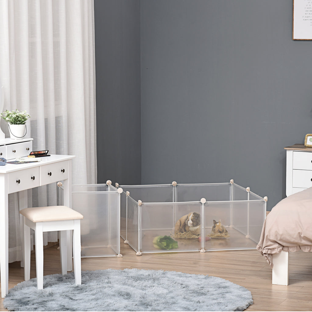 Enclos parc modulable pour petits animaux 12 panneaux pour lapin, hamster, chiot, cochon 105 x 105 x 45 cm blanc-9