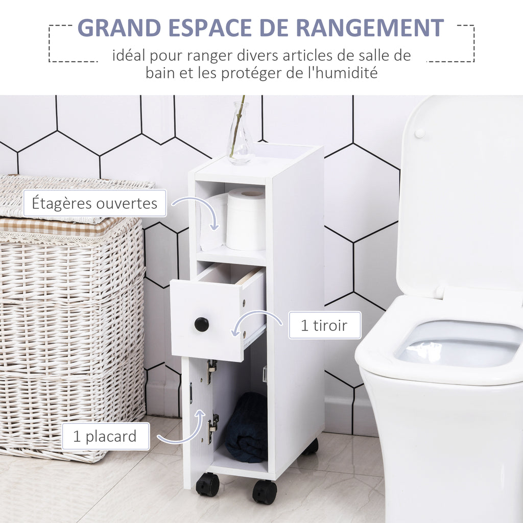 Porte-Papier Toilette 3 Niveaux avec Sortie Intégrée, Panneaux de Particules Aspect Blanc-3
