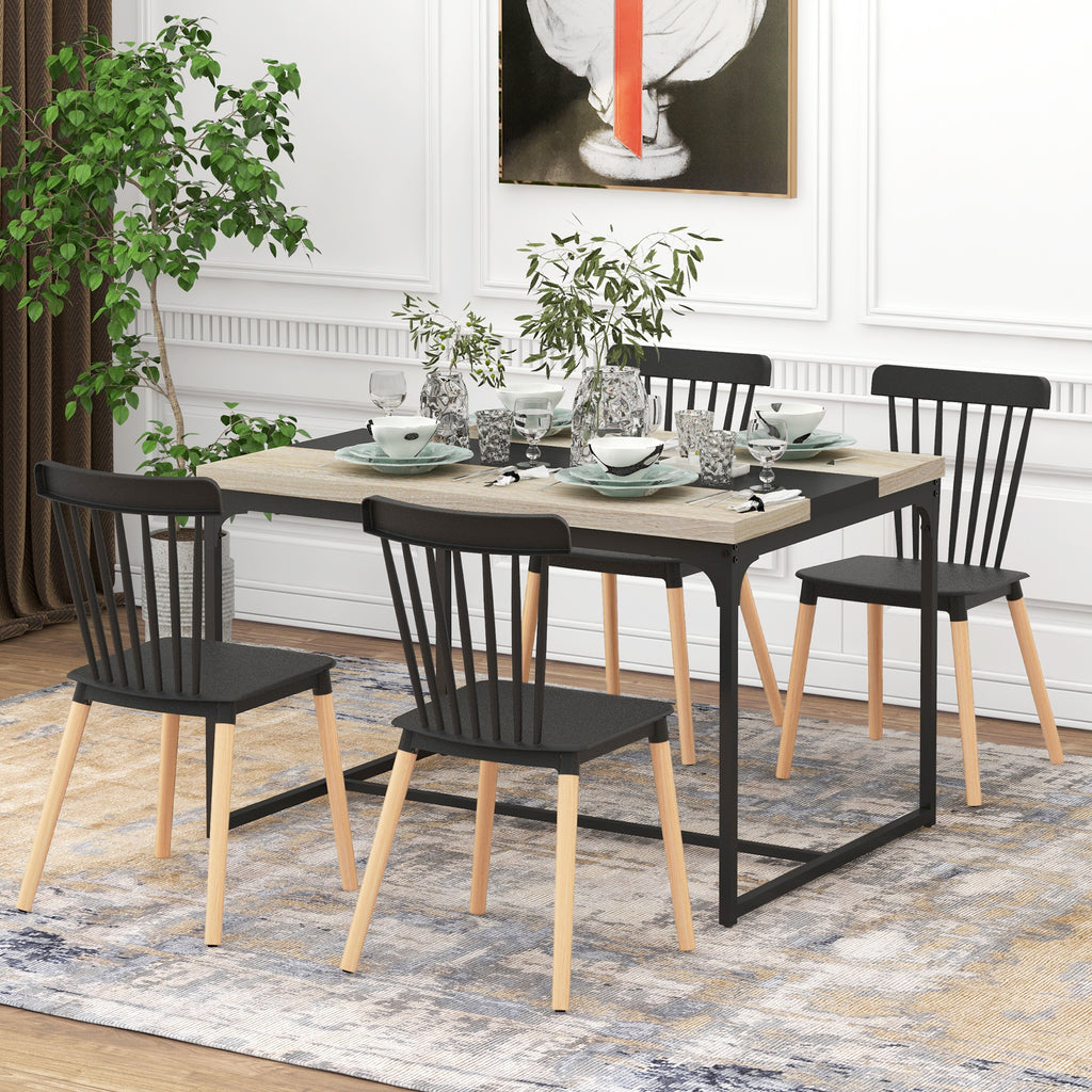 Lot de 4 chaises style scandinave dossier haut assise en polypropylène pieds en hêtre 48 x 52,5 x 83 cm noir-6