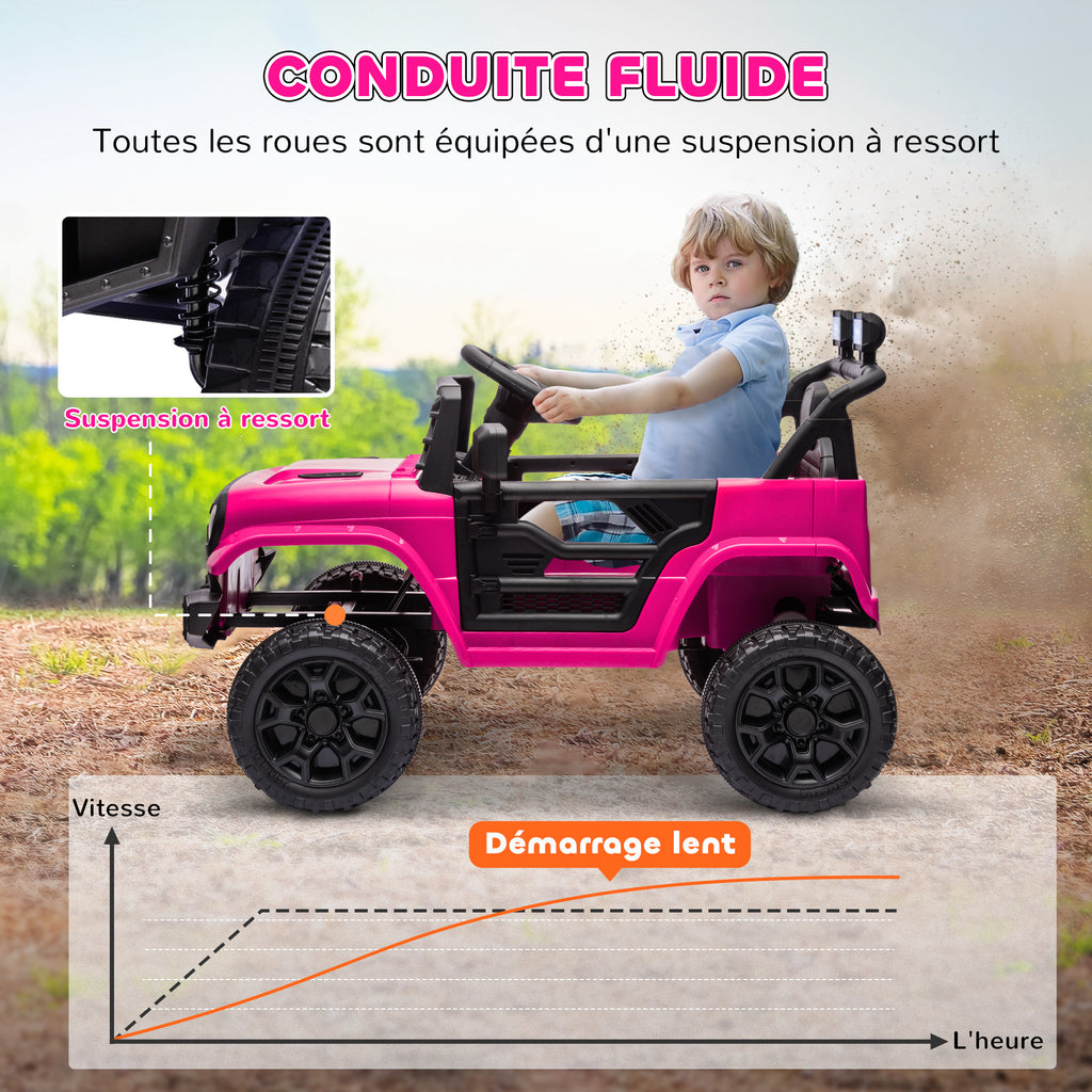 Voiture électrique enfant 4x4 télécommande 2,4Ghz, 2 moteurs 12 V, vitesse réglable, musique, klaxon, lumières LED, noir-4