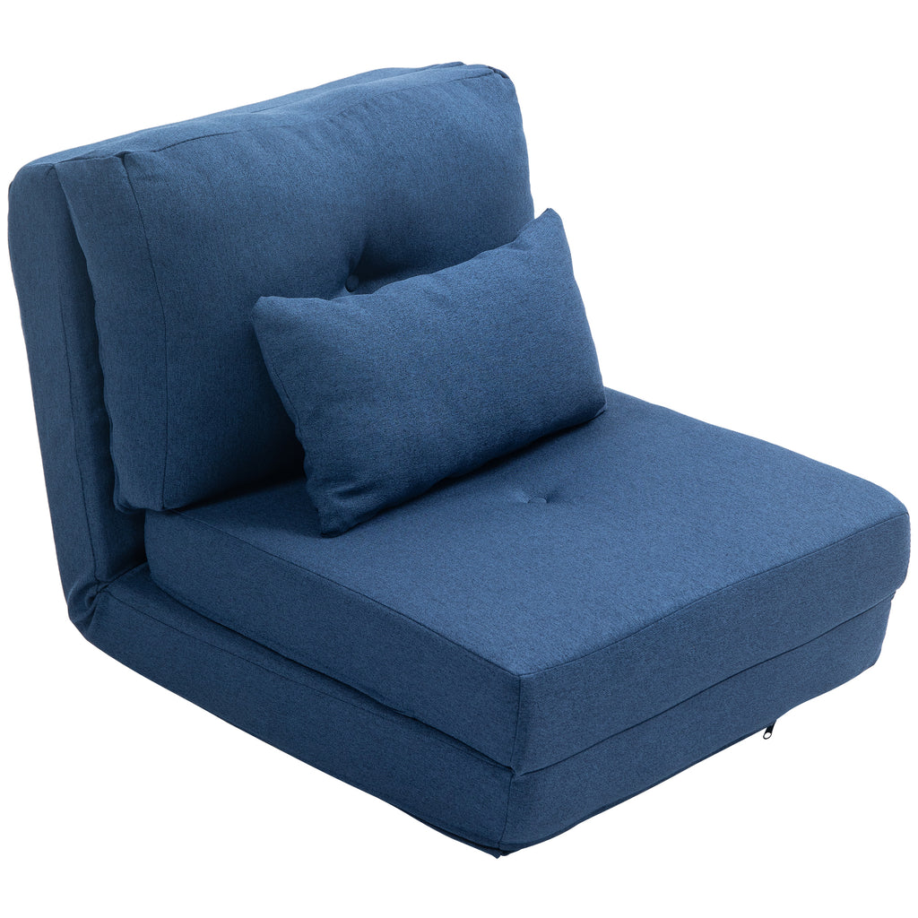Chauffeuse canapé-lit convertible fauteuil 1 place avec 1 coussin avec dossier réglable, bleu foncé-0