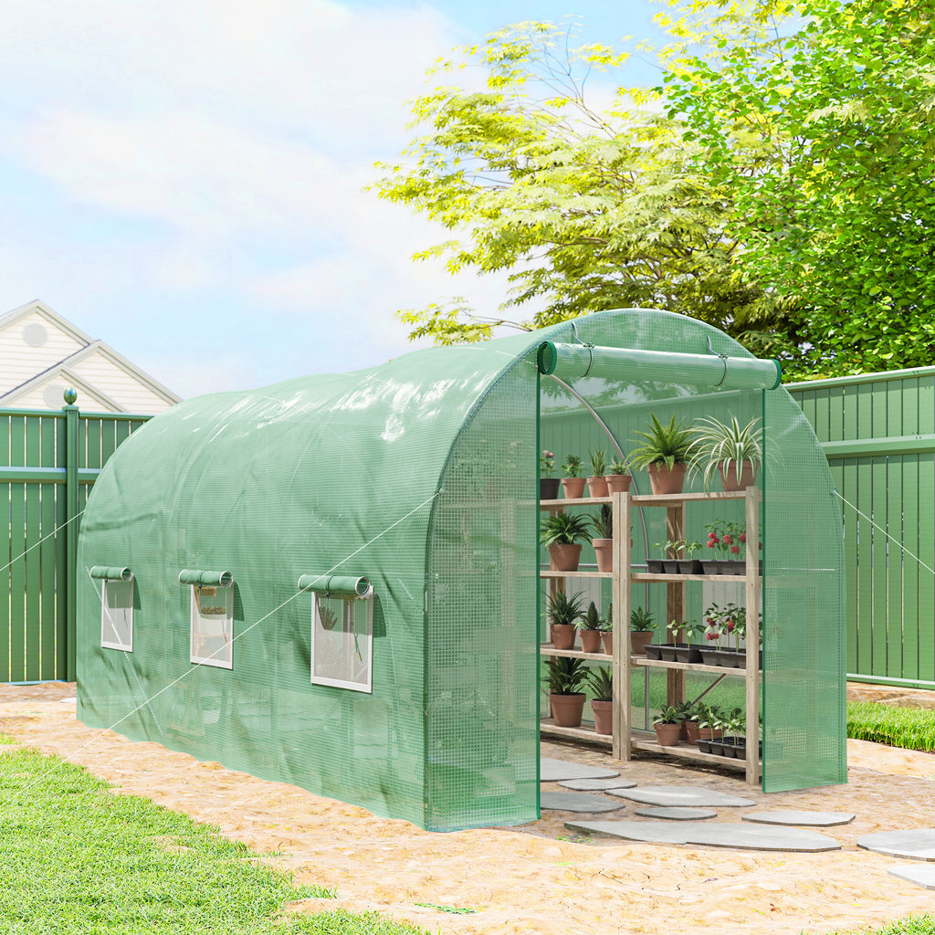 Serre de Jardin Tunnel 4,5L x 2l x 2H m châssis Tubulaire Acier galvanisé renforcé 1,8 cm 6 fenêtres 1 Porte-9