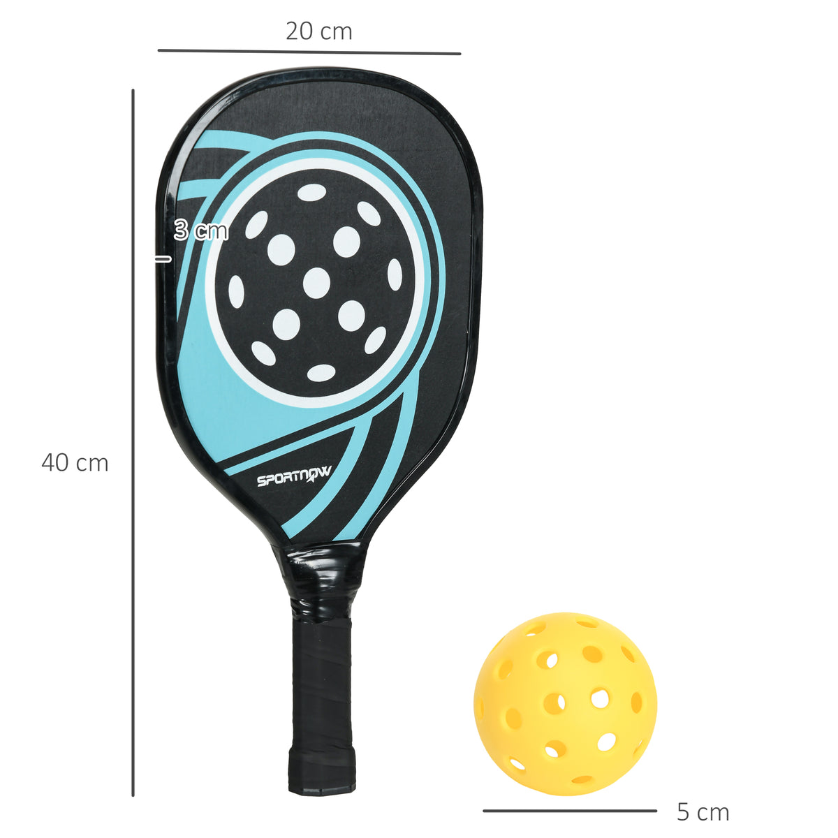 Lot de 4 raquettes de pickleball ensemble de raquette de pickleball en bois de peuplier 4 balles et un sac bleu et noir-2