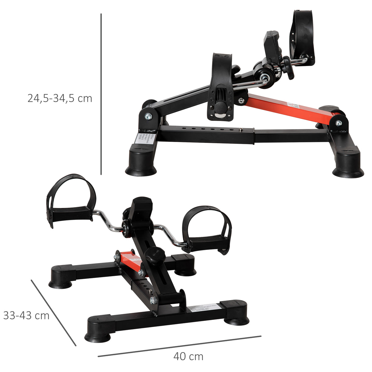 Pédalier d'appartement mini vélo d'appartement résistance ajustable écran LCD 33-43 x 40 x 24,5-34,5 cm en acier noir-2