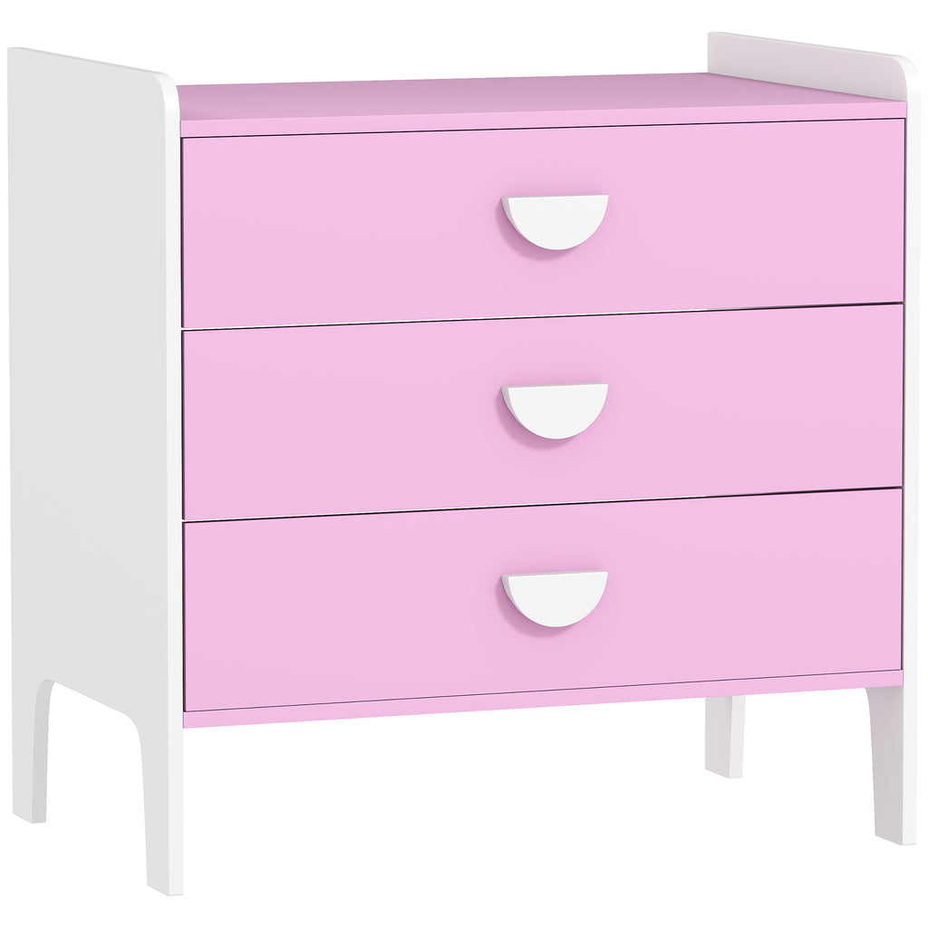 Commode pour enfants, commode rangement 3 tiroirs pour chambre d'enfant, crèche, salle de jeux, 60 x 40 x 60 cm, rose-0