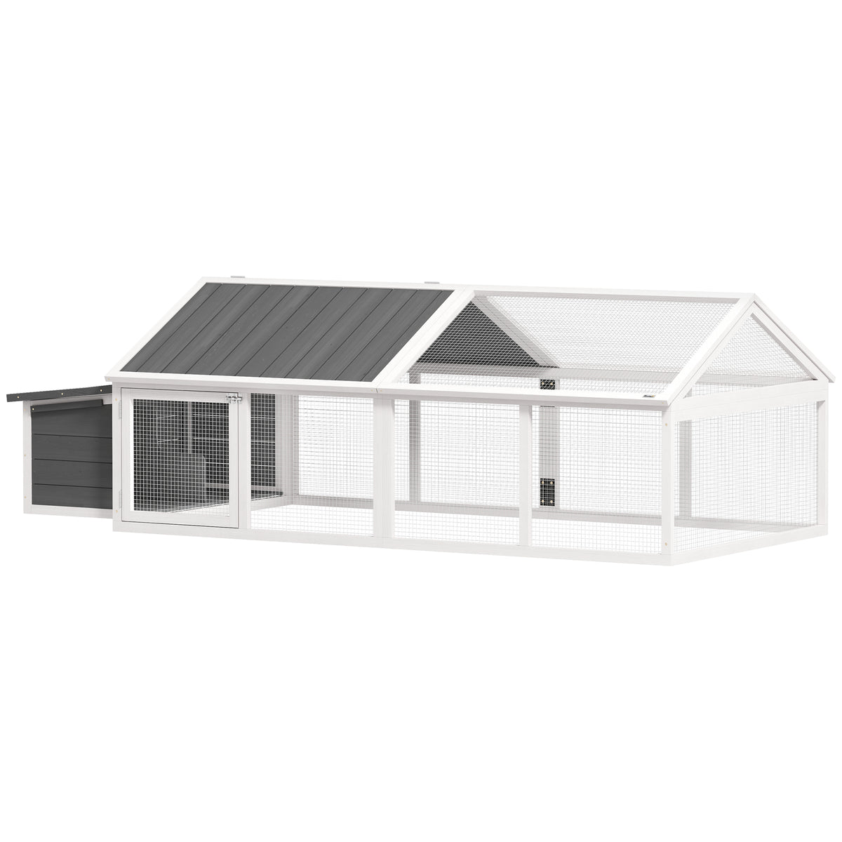Poulailler pour poules cage à poule avec nichoir porte et toit ouvrable pour 4 et 8 poules 240 x 112,5 x 76 cm blanc-0