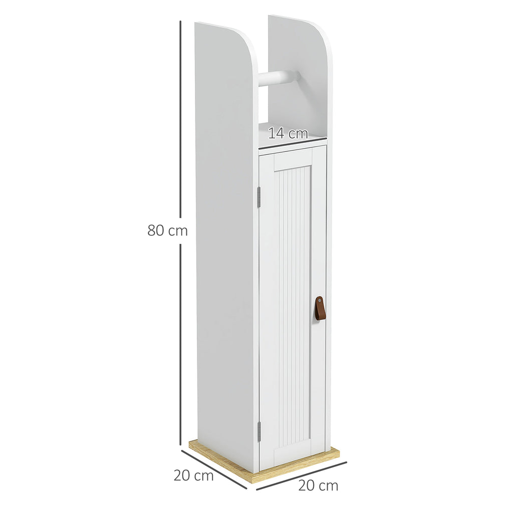 Meuble de salle de bain support papier toilette avec placard et étagères réglables 20 x 20 x 80 cm blanc-2