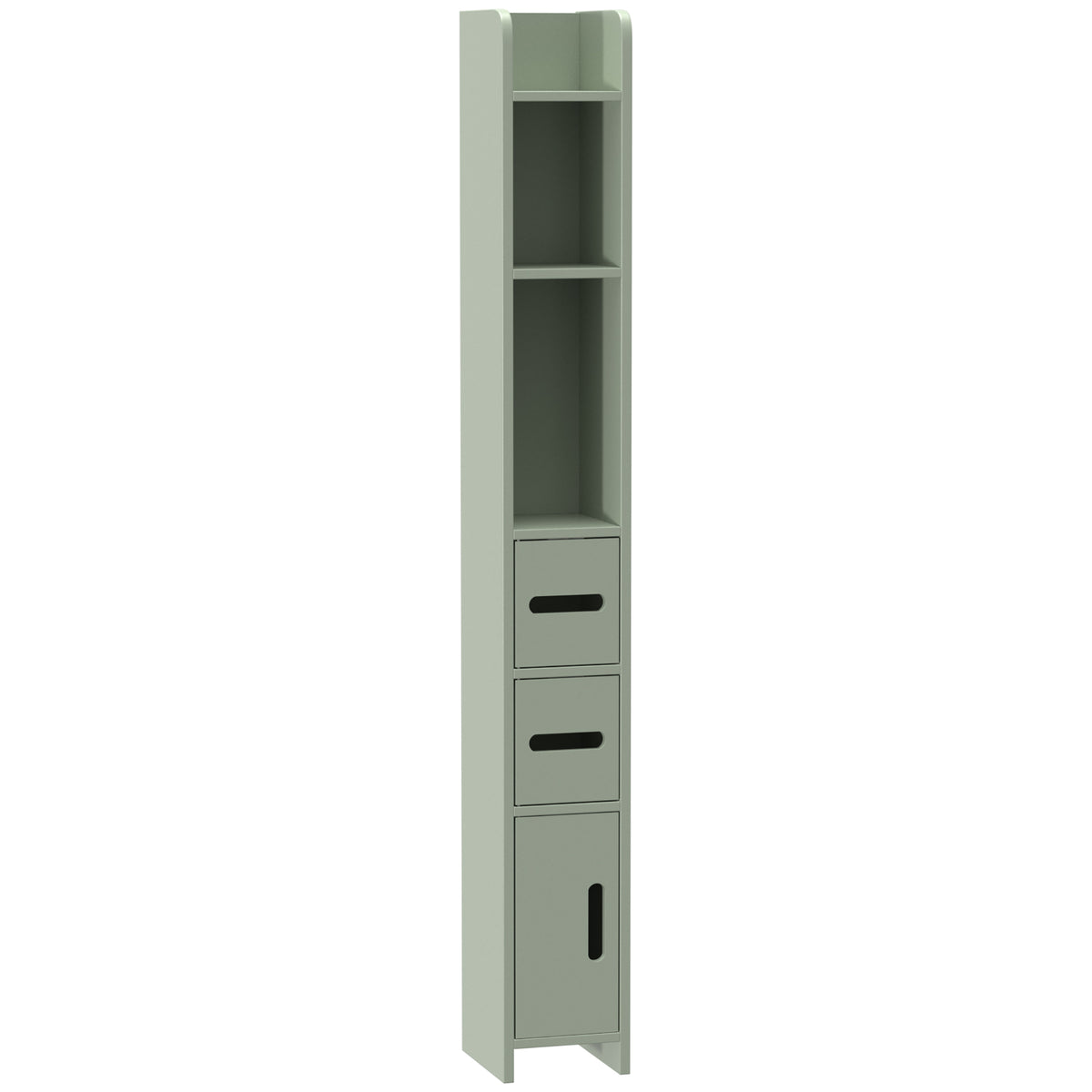 Meuble Colonne de Salle de Bain, Armoire Toilette Haute avec Étagères et Placards - 15 x 17 x 120 cm, Vert Clair-0