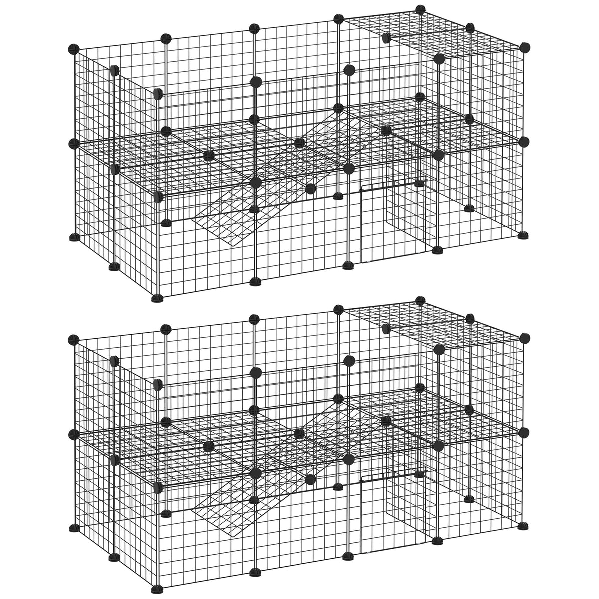 Cage parc clôture pour animaux domestiques enclos pour petits animaux modulable 2 niveaux 72 panneaux bords arrondis-0