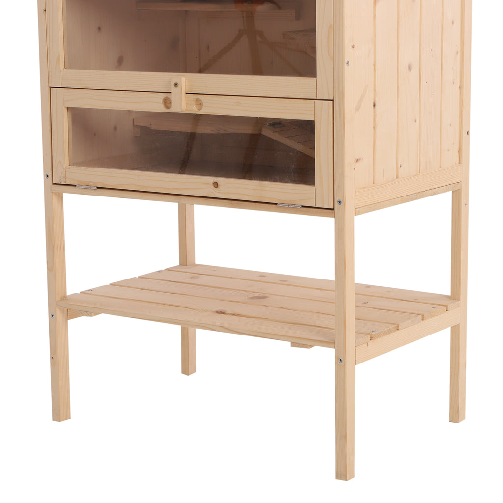 Cage pour hamsters souris petits rongeurs multi-niveaux 5 étages 10 plateformes bois de pin 60 x 40 x 120 cm-5