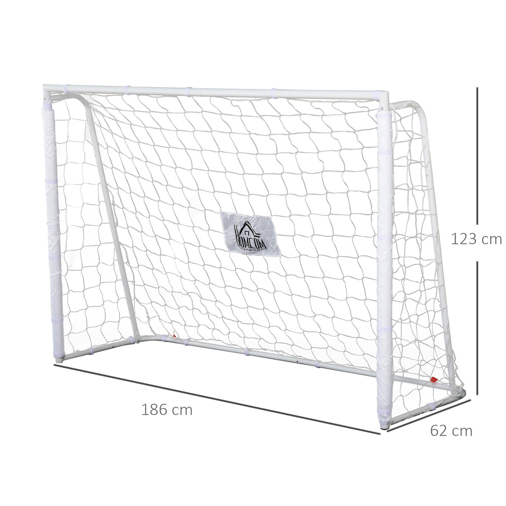 Lot de 2 buts de football - cage de foot - but d'entrainement - châssis métal filet PE - piquets & outil inclus - blanc-2