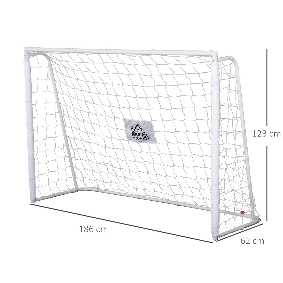 Lot de 2 buts de football - cage de foot - but d'entrainement - châssis métal filet PE - piquets & outil inclus - blanc-2