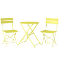 Ensemble Bistrot de Jardin 3 Pièces Table et 2 Chaises Pliantes à Lattes Double Protection Antirouille Jaune-0
