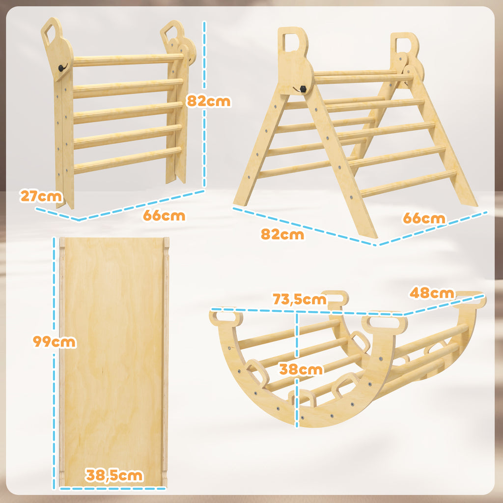 5 en 1 Triangle arche d'escalade enfants avec triangle d'escalade, rampe d'escalade réversible, bascule-2