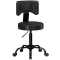 Tabouret à Roulettes, Hauteur Réglable 72-87,5cm, Tabouret de Massage Assise et Dossier Rembourrés, Pivotant 360°, Noir-0