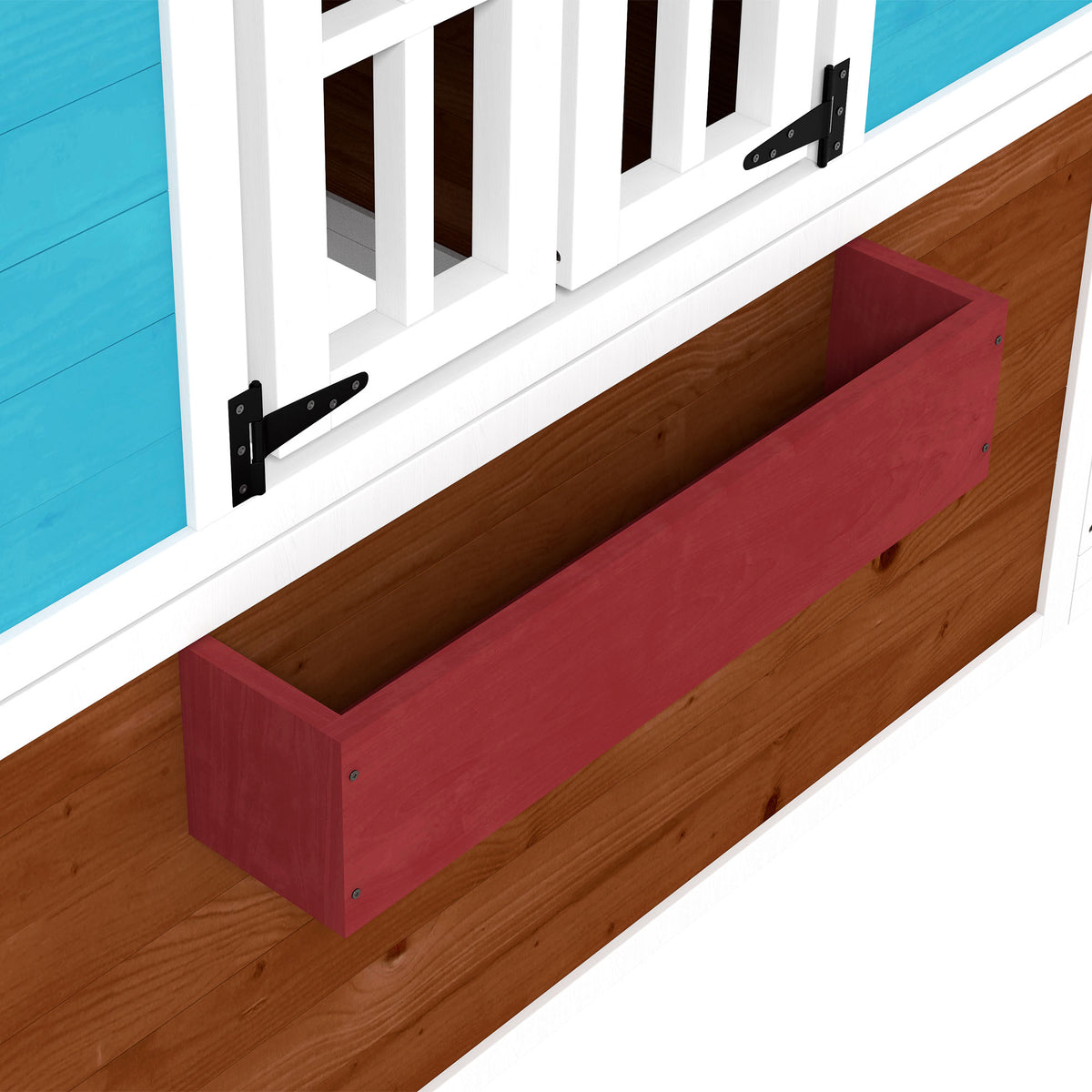 Cabane enfant extérieur maison enfant extérieure avec porte fenêtres et jardinières 114 x 126,4 x 135 cm Marron-8