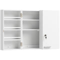 Armoire à pharmacie murale, armoire à médicaments avec double porte verrouillable 2 clés, 53x20x53cm, blanc-0