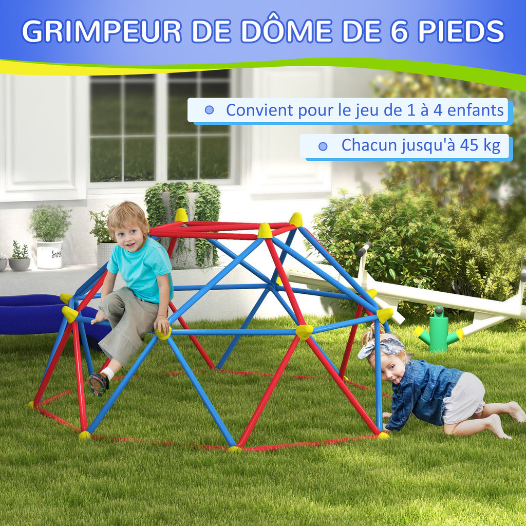 Dôme d'escalade enfant cage d'escalade structure en métal charge max. 180 kg assemblage facile 183 cm multicolore-3