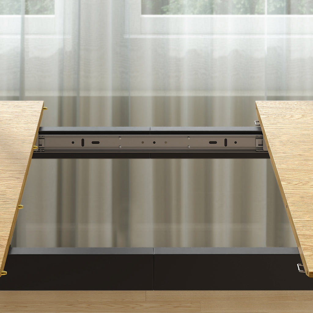 Table à Manger Extensible Rectangle pour 6 à 8 Personnes, Table de Cuisine 160-200 cm avec Étagère, Marron-9