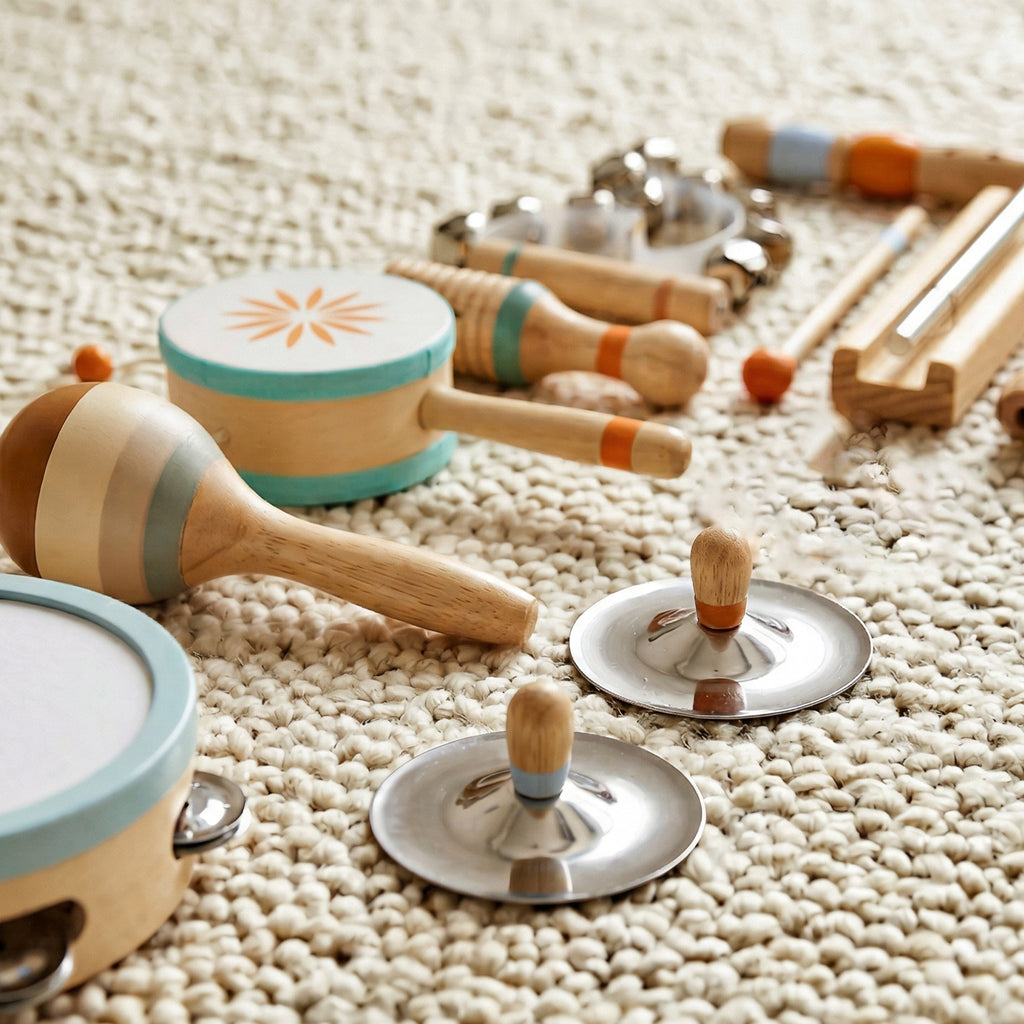 Instruments de Musique pour Enfants, Jouets Musicaux en Bois d'Inspiration avec Tambourin et Maracas pour Enfants 3+ Ans-7