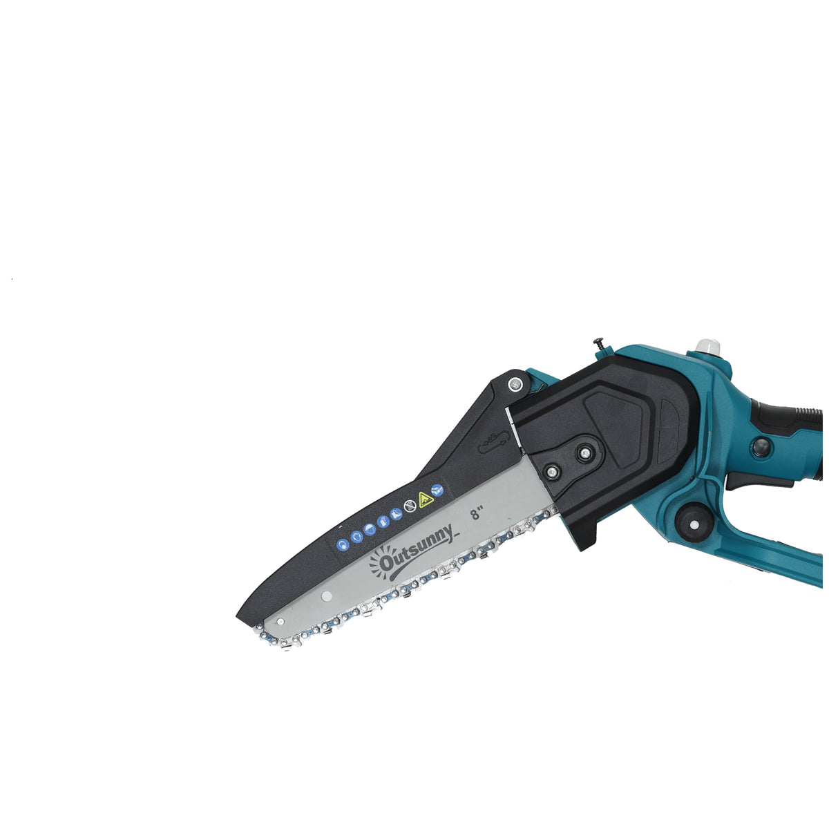 Mini tronçonneuse à batterie 8 pouces 6000mAh 580W élagueuse sans fil pour branches et jardin perche télescopique bleu-0