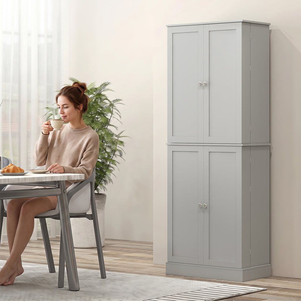 Armoire de cuisine buffet cuisine avec placards, étagère réglable et porte-épices, 60 x 35 x 166 cm, gris-8