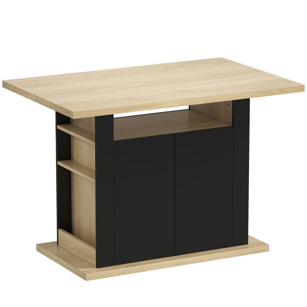Table à manger ilot central cuisine avec grand plan de travail 4 personnes placard 4 portes 110 x 70 x 75,5 cm noir-0