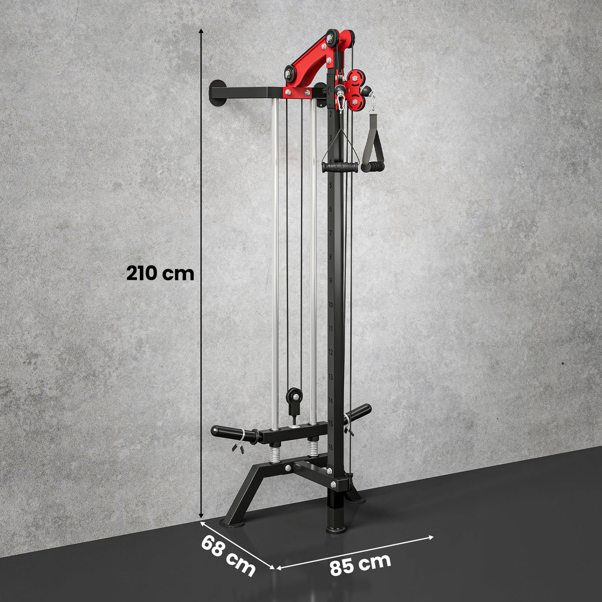Station de Musculation à Poulie Machine à Câble LAT Fixation Murale Charge de Poids Personnalisable 85x68x210cm Noir-2