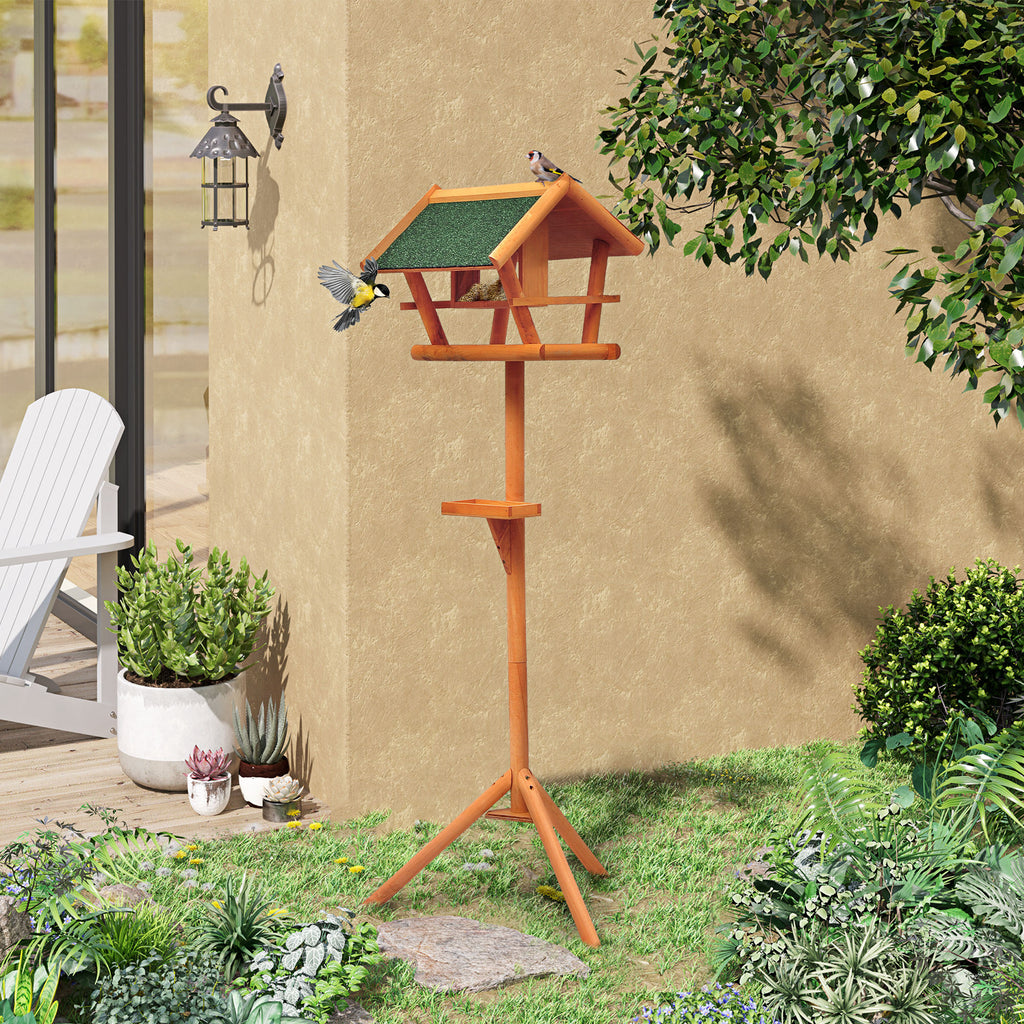 Mangeoire pour Oiseaux Sauvages sur Pied, Nichoir à Plateau, Abri à Oiseaux en Bois pour Extérieur, 150cm-6