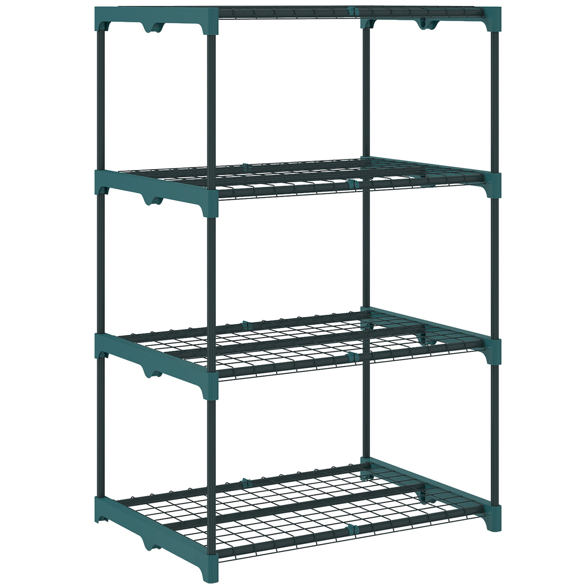 Étagère à fleurs en acier 4 niveaux intérieur et extérieur support de plantes pour jardin balcon salon 67x49x105cm vert-0
