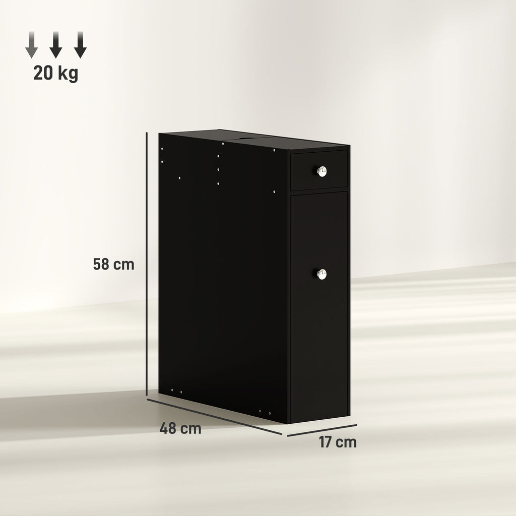 Meuble pour toilette salle de bain avec rangement papier toilette - 2 tiroirs organisateur en MDF - 17 x 48 x 58 cm-2