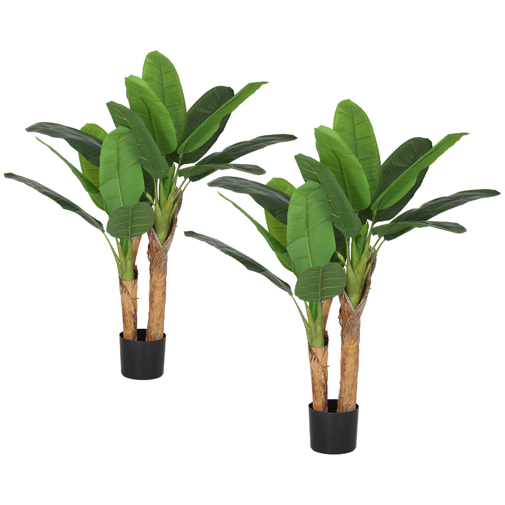 Lot de 2 plantes artificielles intérieurs 120 cm bananiers en pot décoration pour maison, bureau, salon, chambre-0