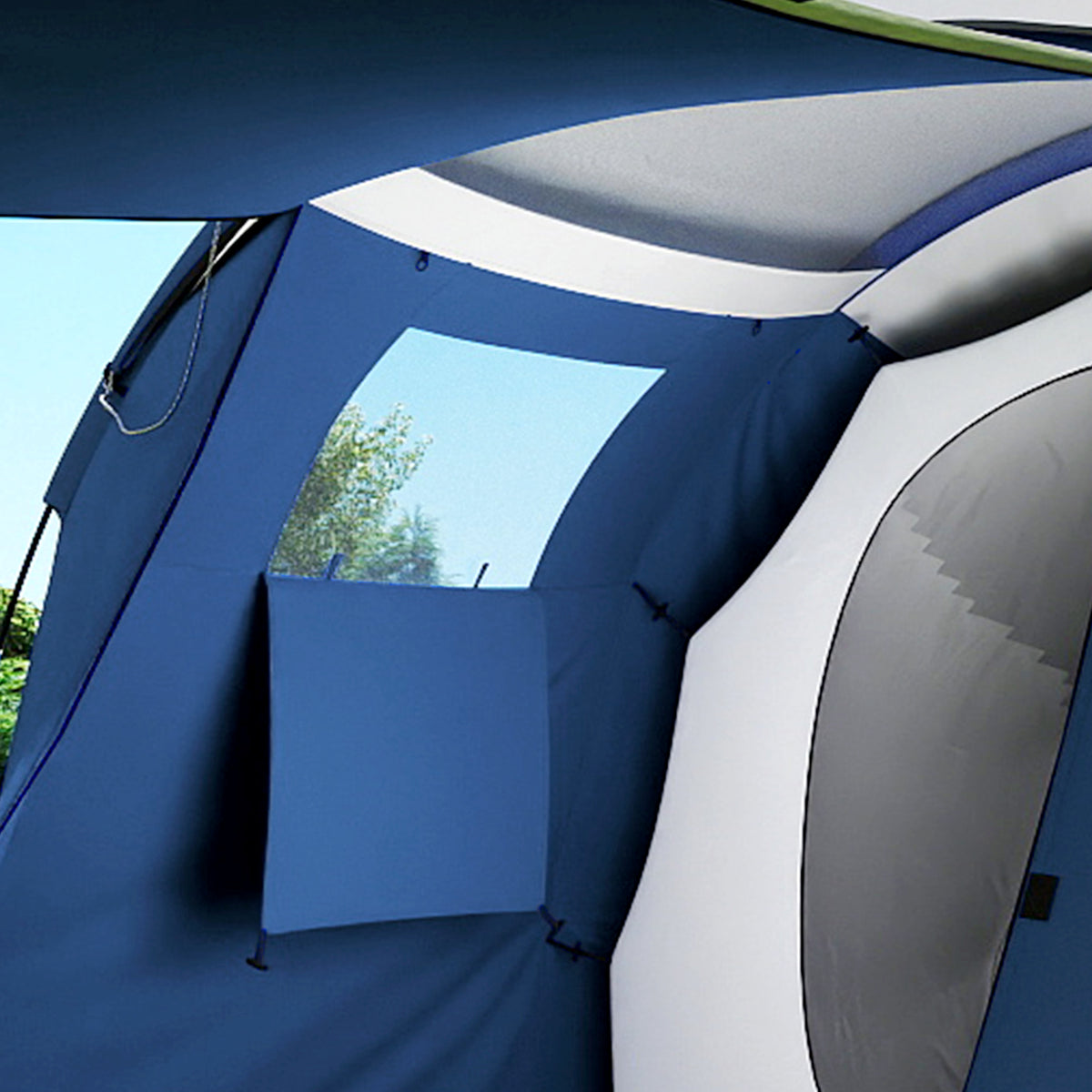 Tente de Camping Tunnel pour 4 Personnes Imperméable 3000mm Double Couche Hauteur 190cm Bleu Foncé-9