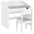 Ensemble Bureau et chaise pour enfants, avec rangement, tiroir coulissant, pour les 3-6 ans, motif étoilé - Gris-0