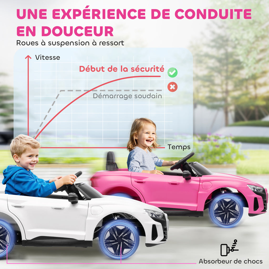 Voiture véhicule électrique enfant 12 V - télécommande parentale - effets sonores, lumineux - Audi RS E-tron GT rose-6