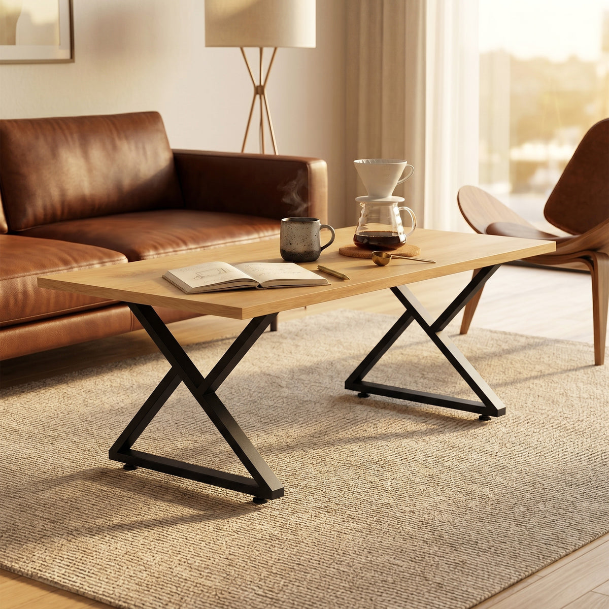 Pieds de table en acier, 60 x 43 cm, lot de 2 pieds de bureau en forme X avec patins réglables et vis, noir-9