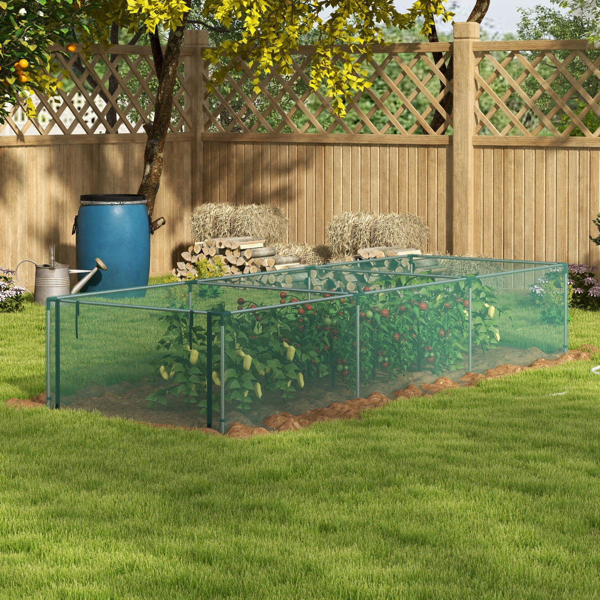 Serre de jardin serre à tomates filet protection porte zippée enroulable HDPE, dim. 125L x 373l x 62,5H cm-1