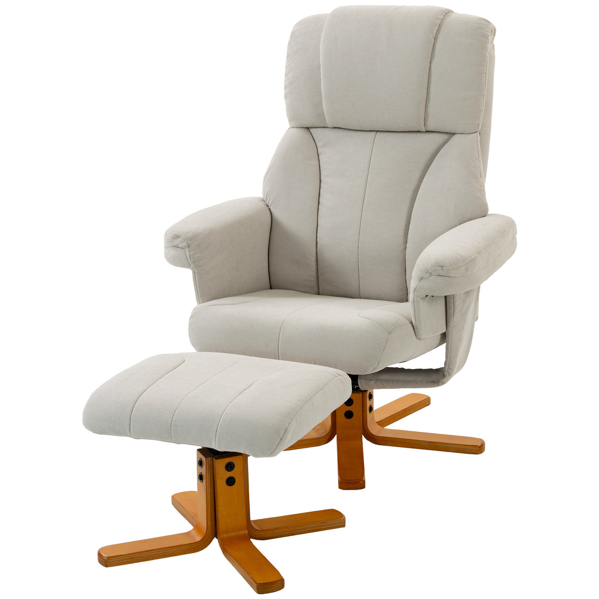 Fauteuil relax avec repose-pied, fauteuil de relaxation, dossier inclinable, assise rembourrée, 79x80x104cm, crème-0