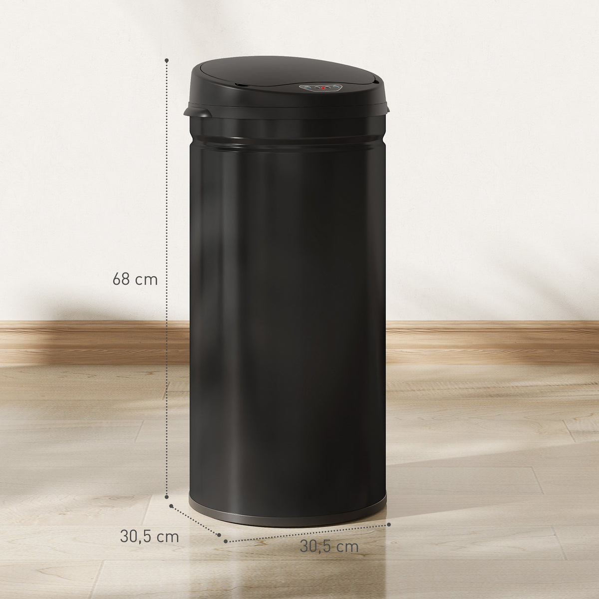 Poubelle cuisine automatique 42L acier inoxydable, poubelle à couvercle à fermeture en douceur, 30,5x30,5x68cm, noir-2