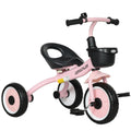 Tricycle enfants avec sonnette et panier selle réglable avec dossier - pour enfant de 2 à 5 ans rose-0