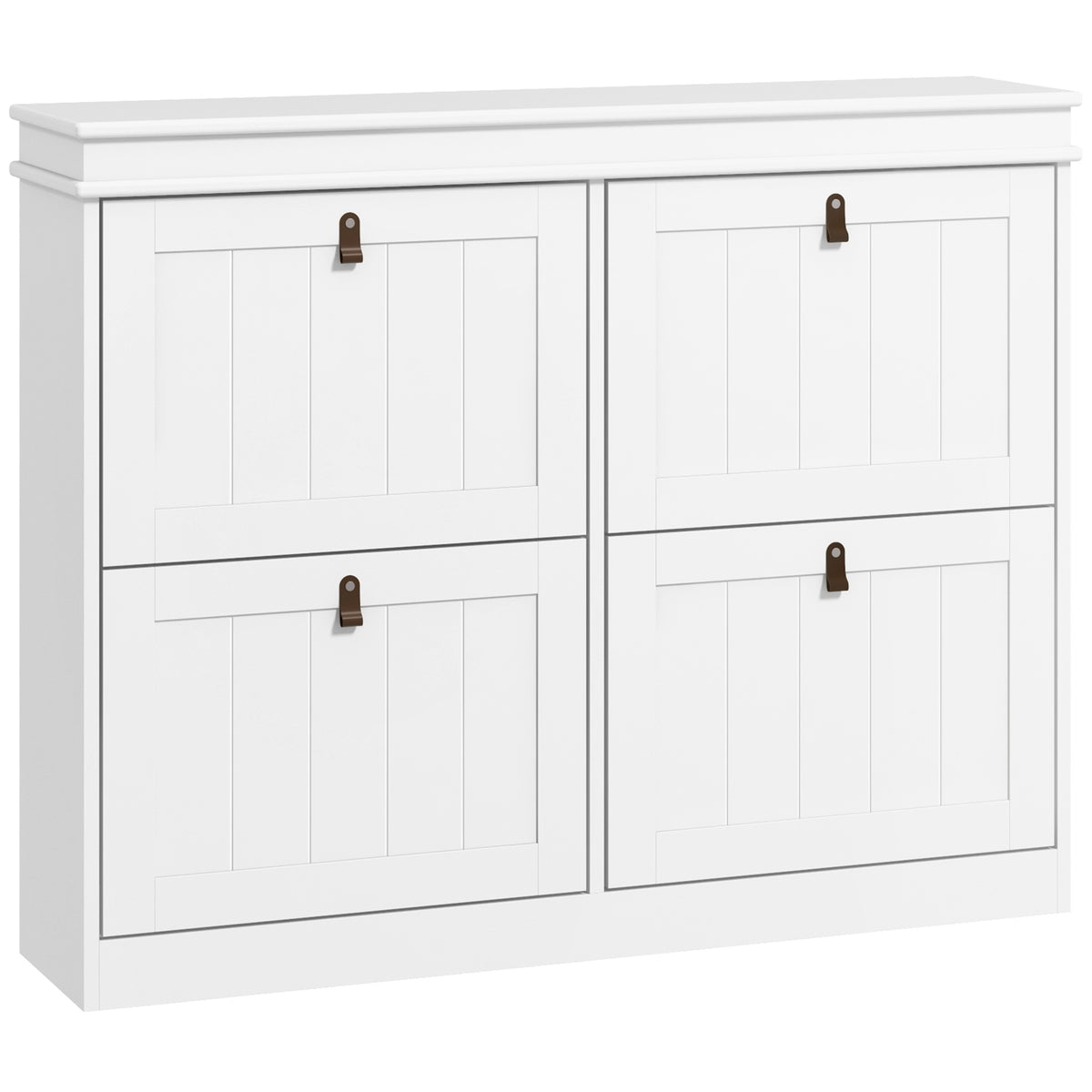 Meuble à chaussures 20 paires, armoire à chaussures, 4 tiroirs rabattables, étagères réglables, 105x24x82,5cm, blanc-0
