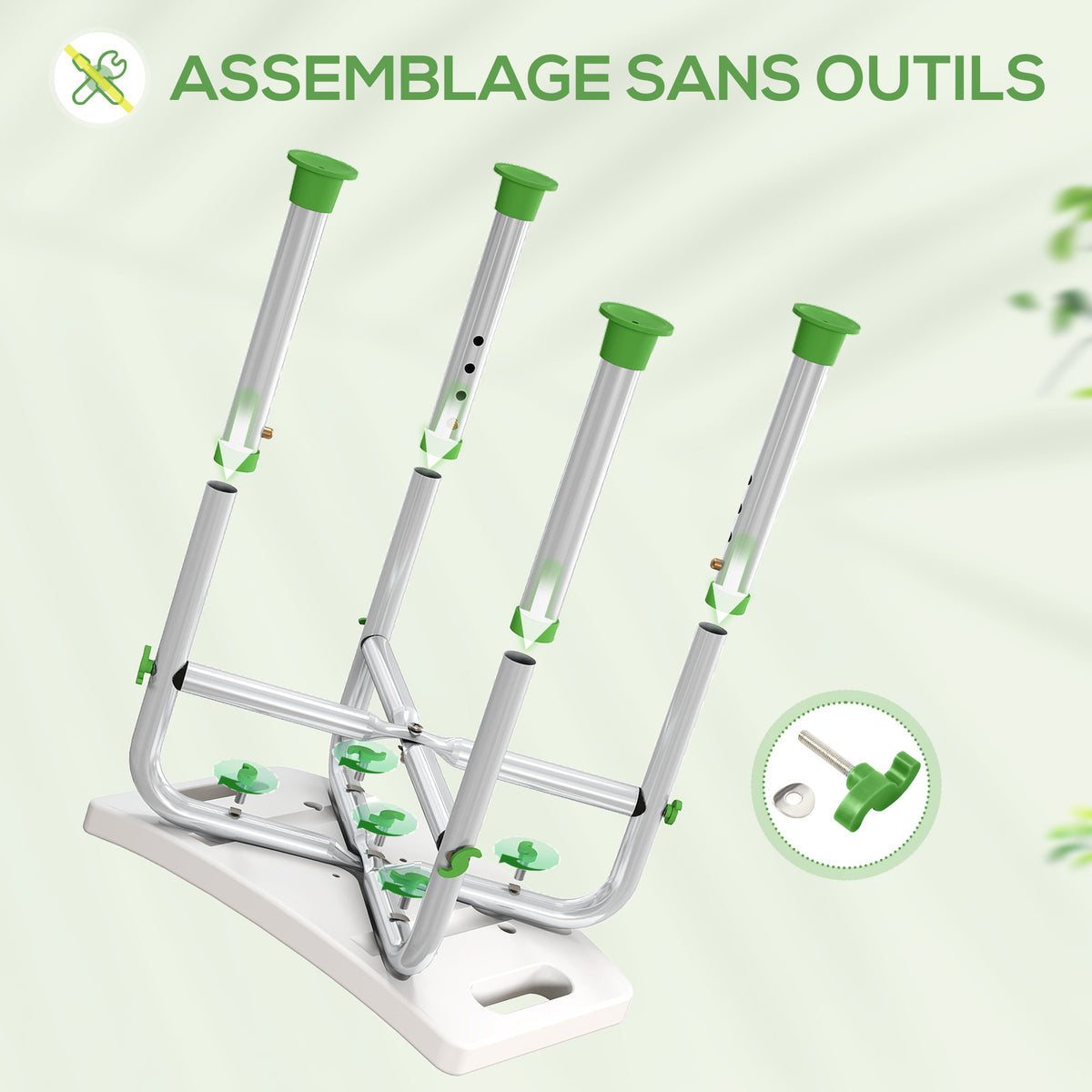 Tabouret de douche chaise de douche - assise rembourré et réglable, patins à ventouses antidérapants, en aluminium vert-4