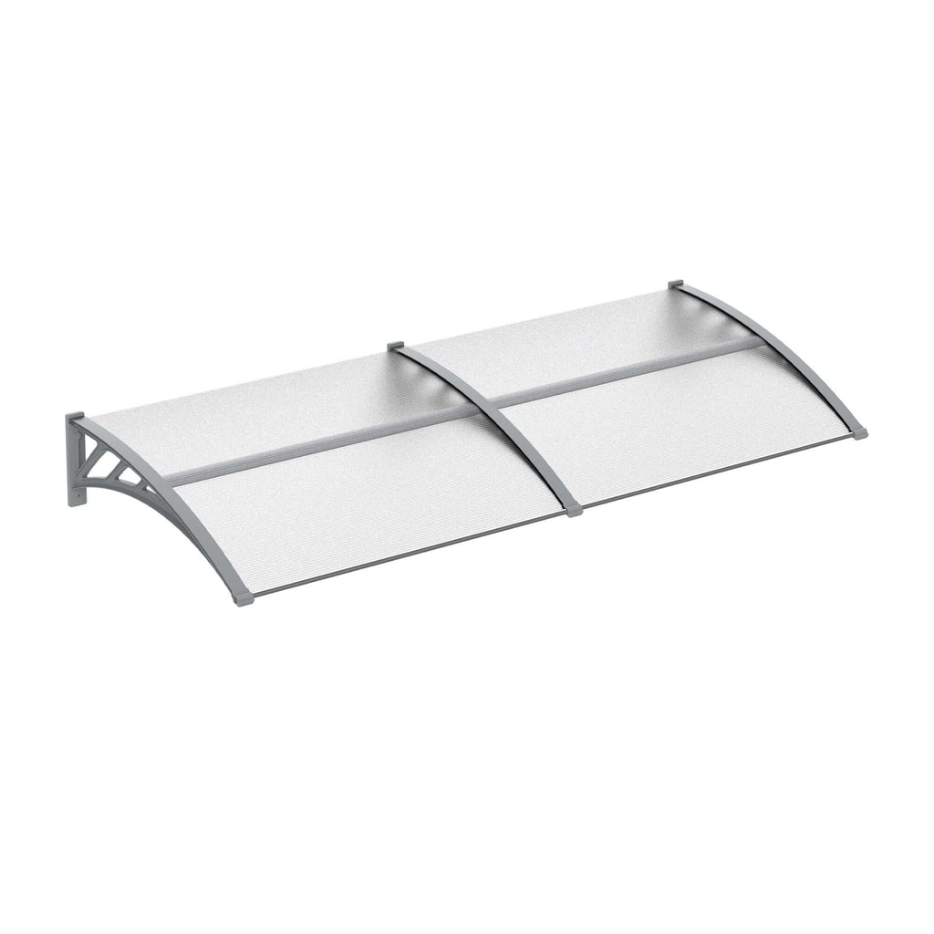 Auvent de Porte d'Entrée, Toit Marquise de Porte Extérieur en Polycarbonate et Aluminium Résistant 196x75cm, Transparent-0