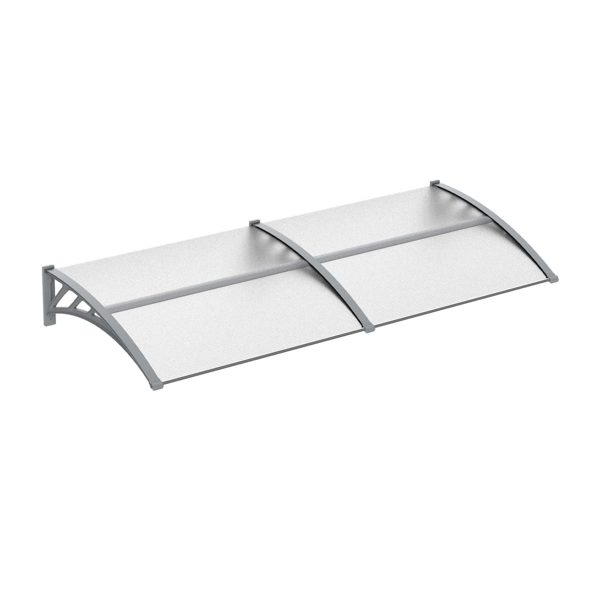 Auvent de Porte d'Entrée, Toit Marquise de Porte Extérieur en Polycarbonate et Aluminium Résistant 196x75cm, Transparent-0