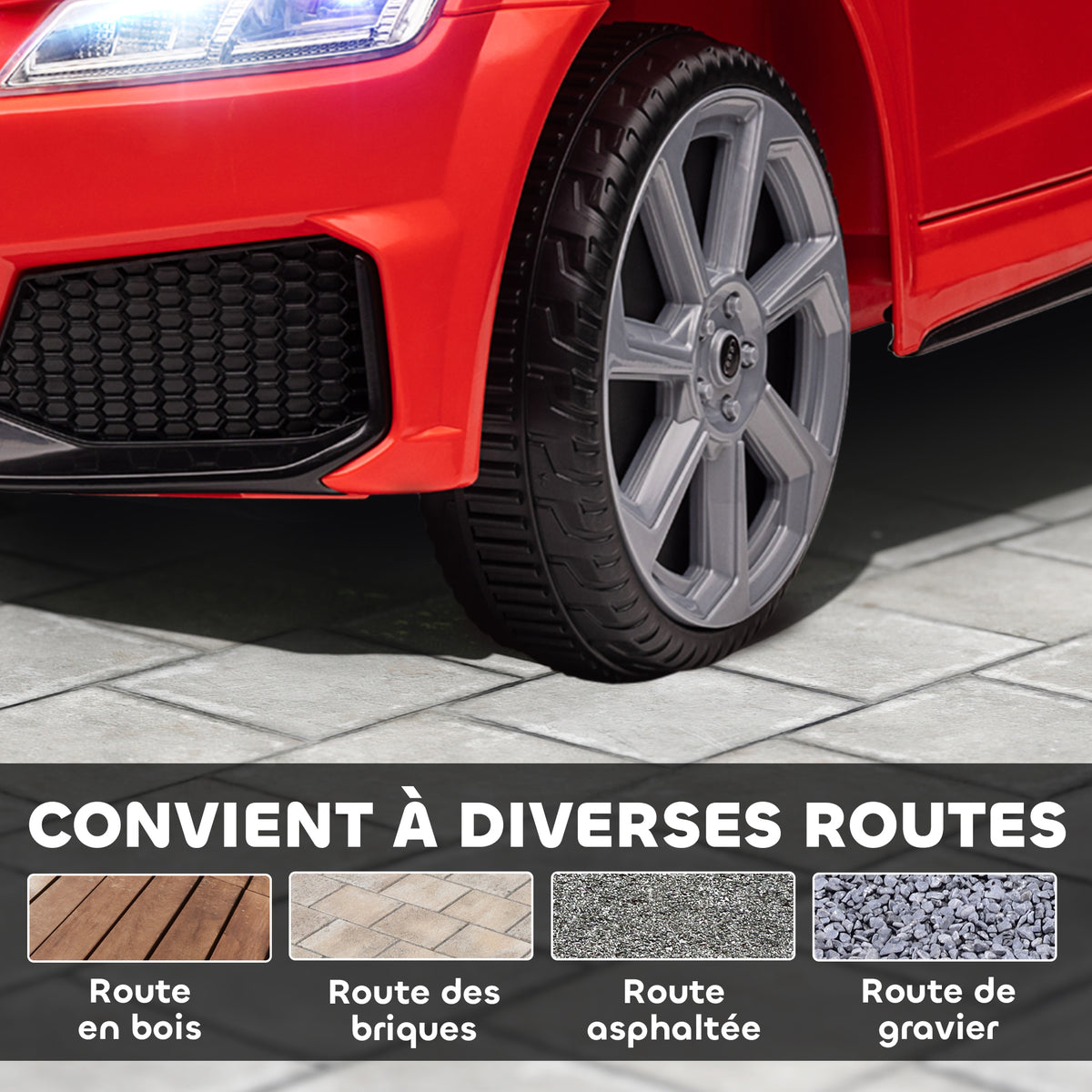 Véhicule électrique Enfant TT RS 12 V 30 W V. Max. 3 Km/h télécommande Effets sonores + Lumineux Rouge-6