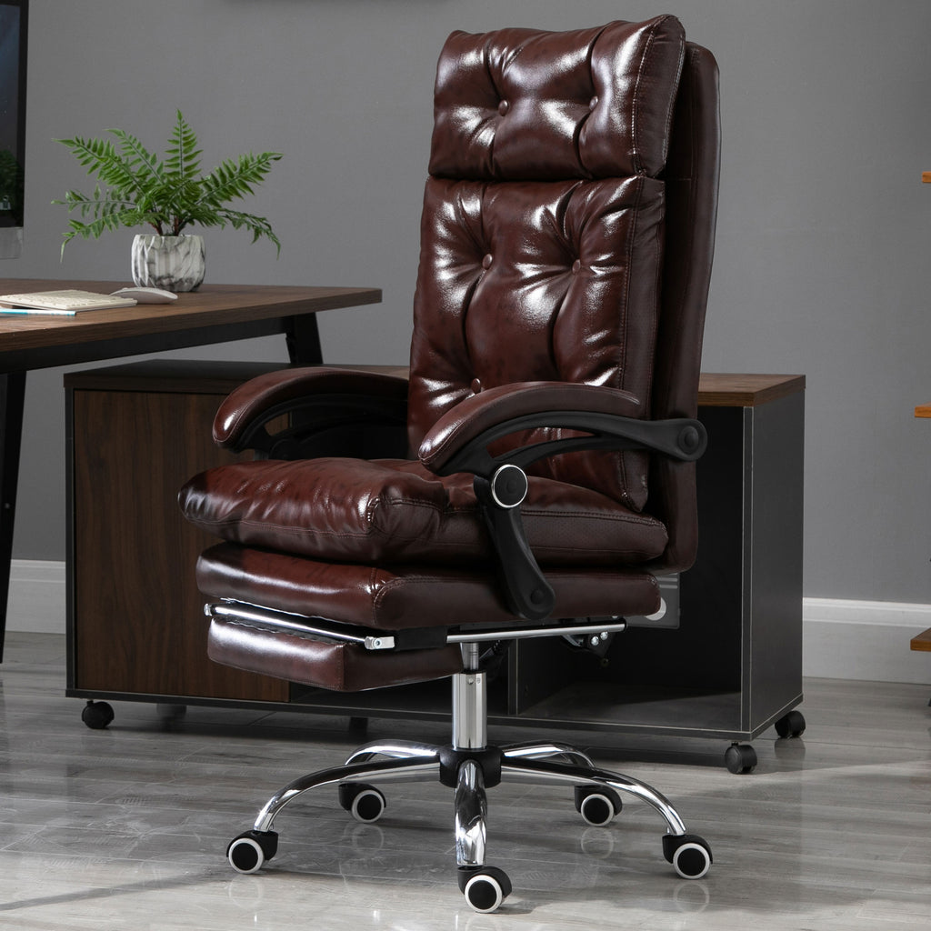 Fauteuil de bureau chaise de bureau ergonomique avec hauteur réglable dossier inclinable repose-pied rétractable marron-9