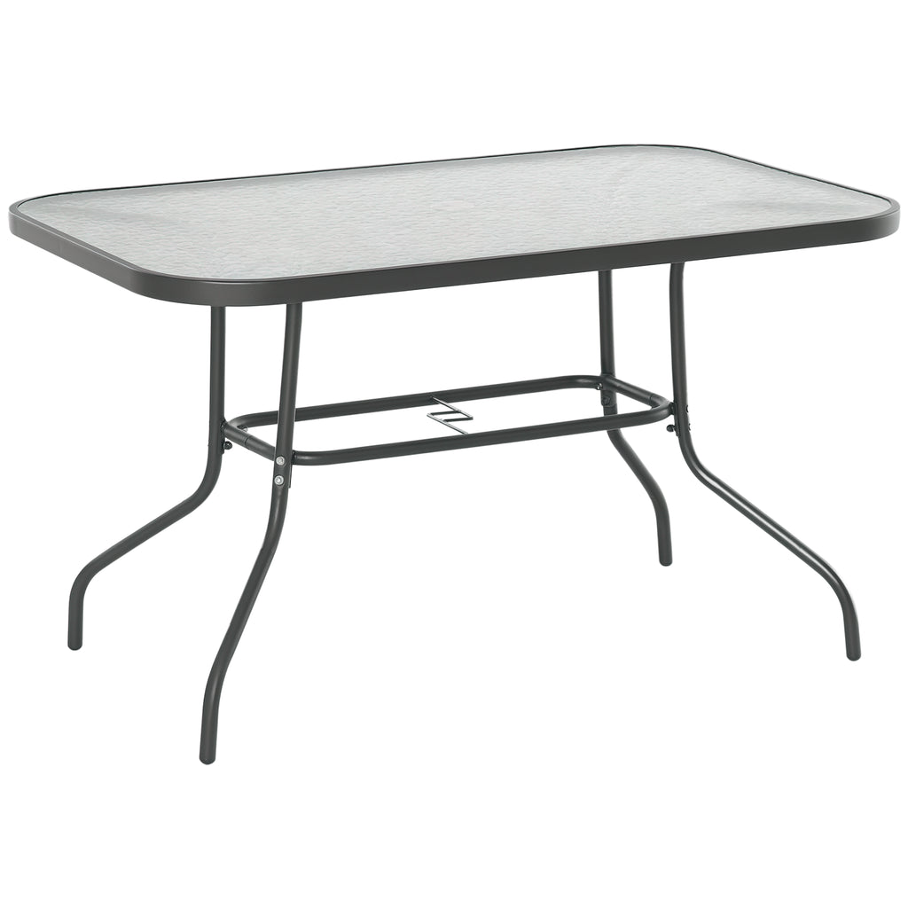 Table de Jardin rectangulaire dim. 120L X 80l x 70H cm métal époxy Gris Plateau Verre trempé-0
