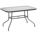 Table de Jardin rectangulaire dim. 120L X 80l x 70H cm métal époxy Gris Plateau Verre trempé-0