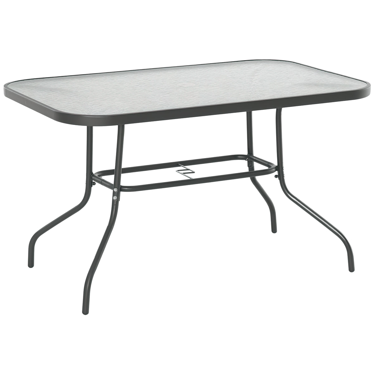 Table de Jardin rectangulaire dim. 120L X 80l x 70H cm métal époxy Gris Plateau Verre trempé-0