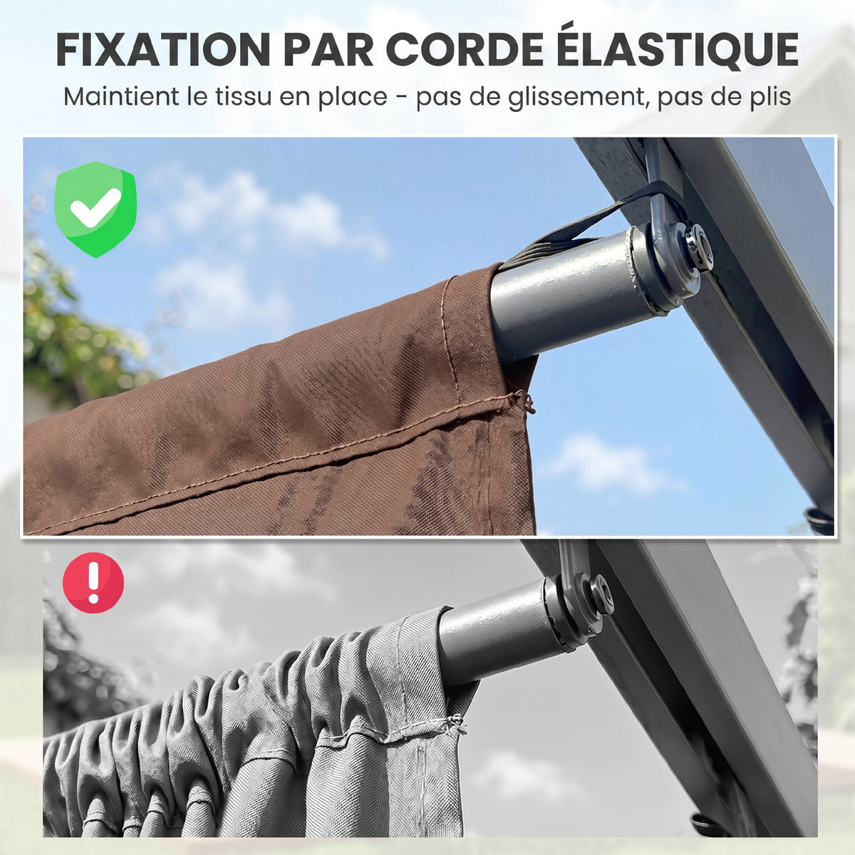 Toile de toit pour pergola tonnelle rétractable de 4 x 3 m - toile uniquement 350 x 260 cm café-6